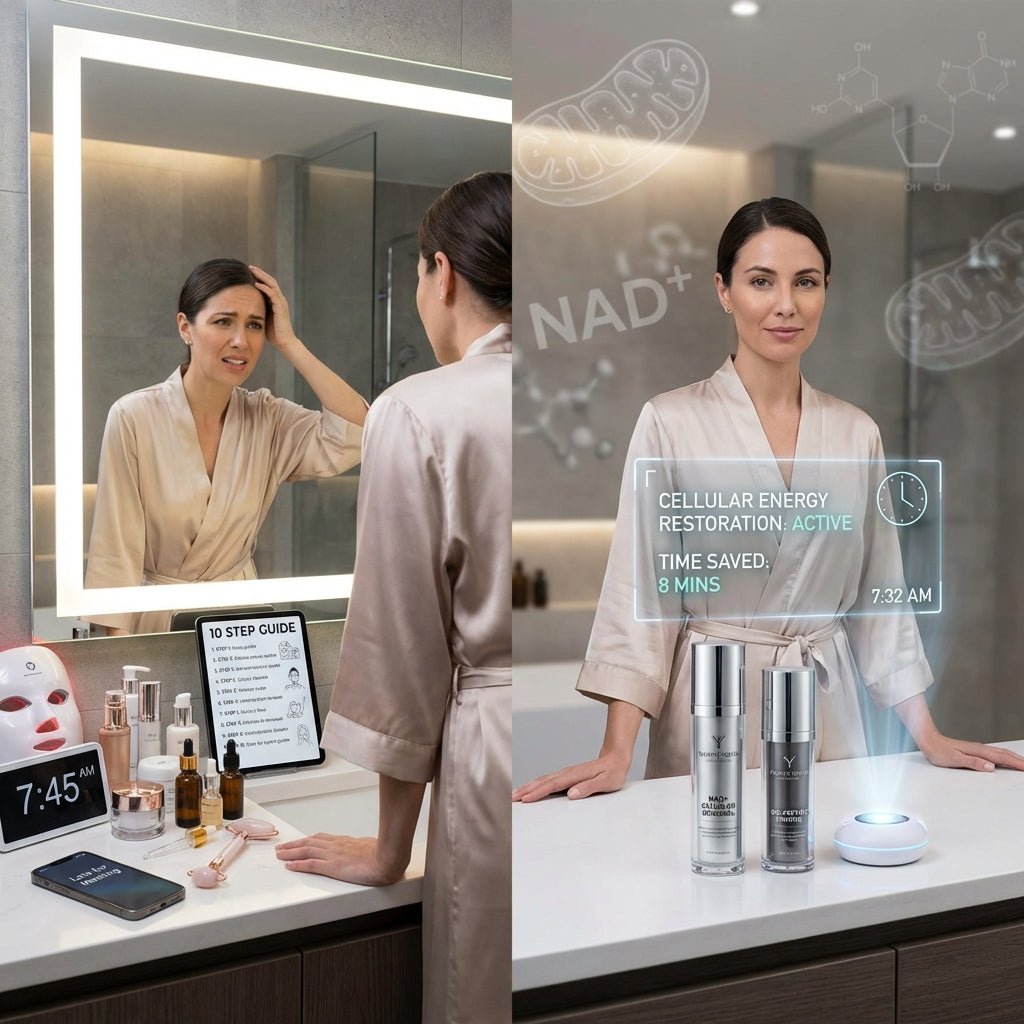 Traditional Multi-Step Skincare vs Cellular Health Efficiency: What Modern Professionals Actually Need - Fourth Youth